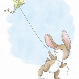 Little Bunny Flying a Kite