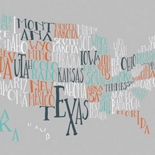 Orange Taffy US Typography Map