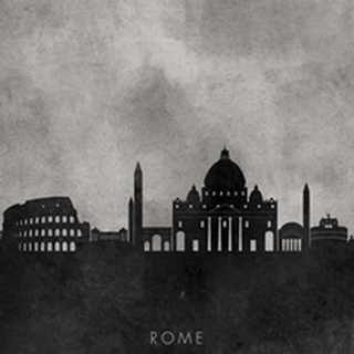Black and White Minimalist Rome Skyline