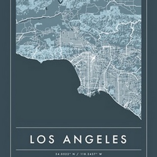 Navy Minimal City Map Of Los Angeles