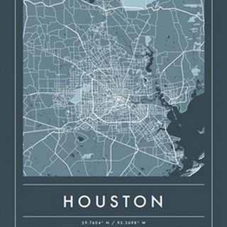 Navy Minimal City Map Of Houston