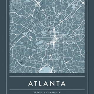 Navy Minimal City Map Of Atlanta