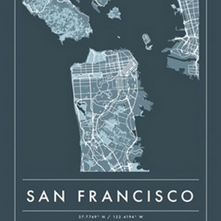 Navy Minimal City Map Of San Francisco