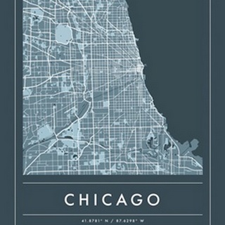 Navy Minimal City Map Of Chicago