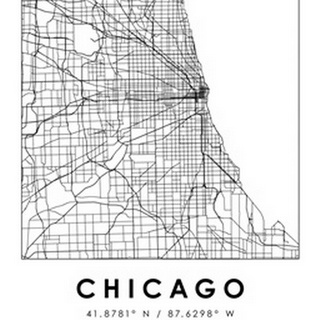 Black and White Minimal City Map Of Chicago
